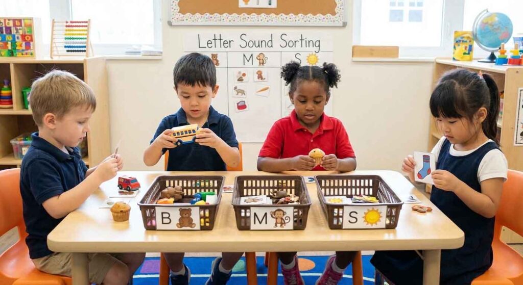 Letter Sound Sorting-small group activities for kindergarten